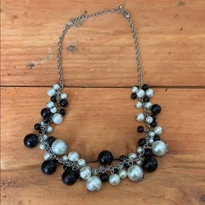 Black and white beaded statement necklace